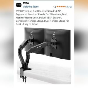 Eveo Dual Monitor Stand 14-27" Monitors